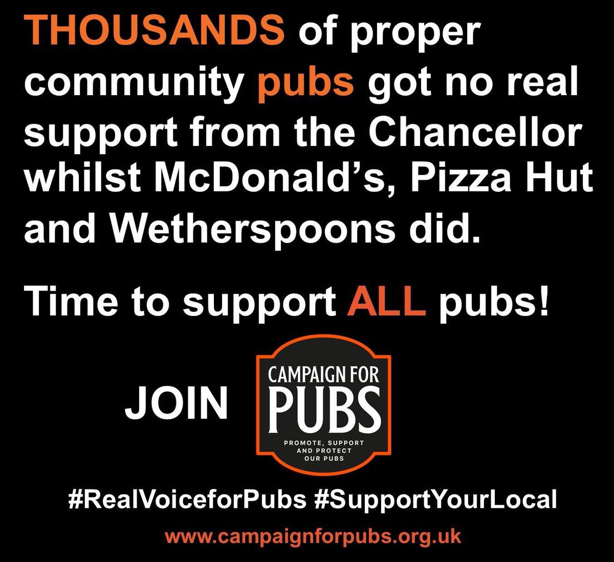 This is the reality of the Chancellor’s announcement last week. Thousands of REAL #pubs let down with no support.

It’s time to stand up for proper pubs & #independent #brewers & #cider makers & fight for a less corporate fairer future!

#CampaignforPubs #RealVoiceforPubs #ukpubs