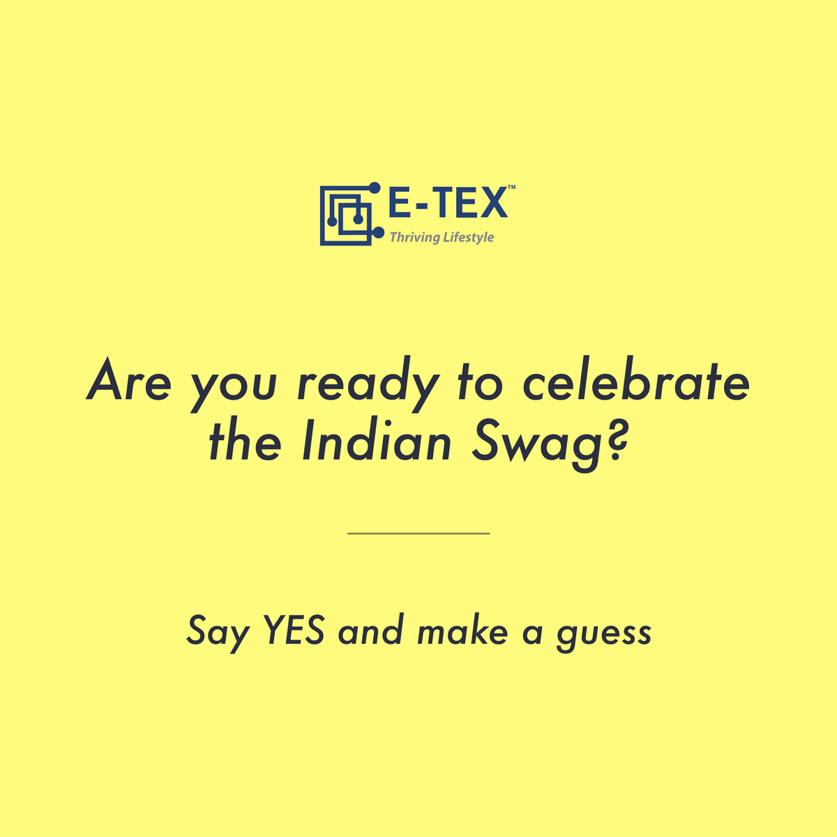 etexindia's tweet photo. Haq Se bolo Swadeshi!
Can you guess our next product to be launched? Here’s a hint:: Protection for you &amp; your family with a Desi Spun.
Let us know in the comments section below
Buy Now from our wide range of textile solutions for healthcare: https://t.co/cupyP1iOtp
#Kawach #Etex https://t.co/Q1D9xydzgC