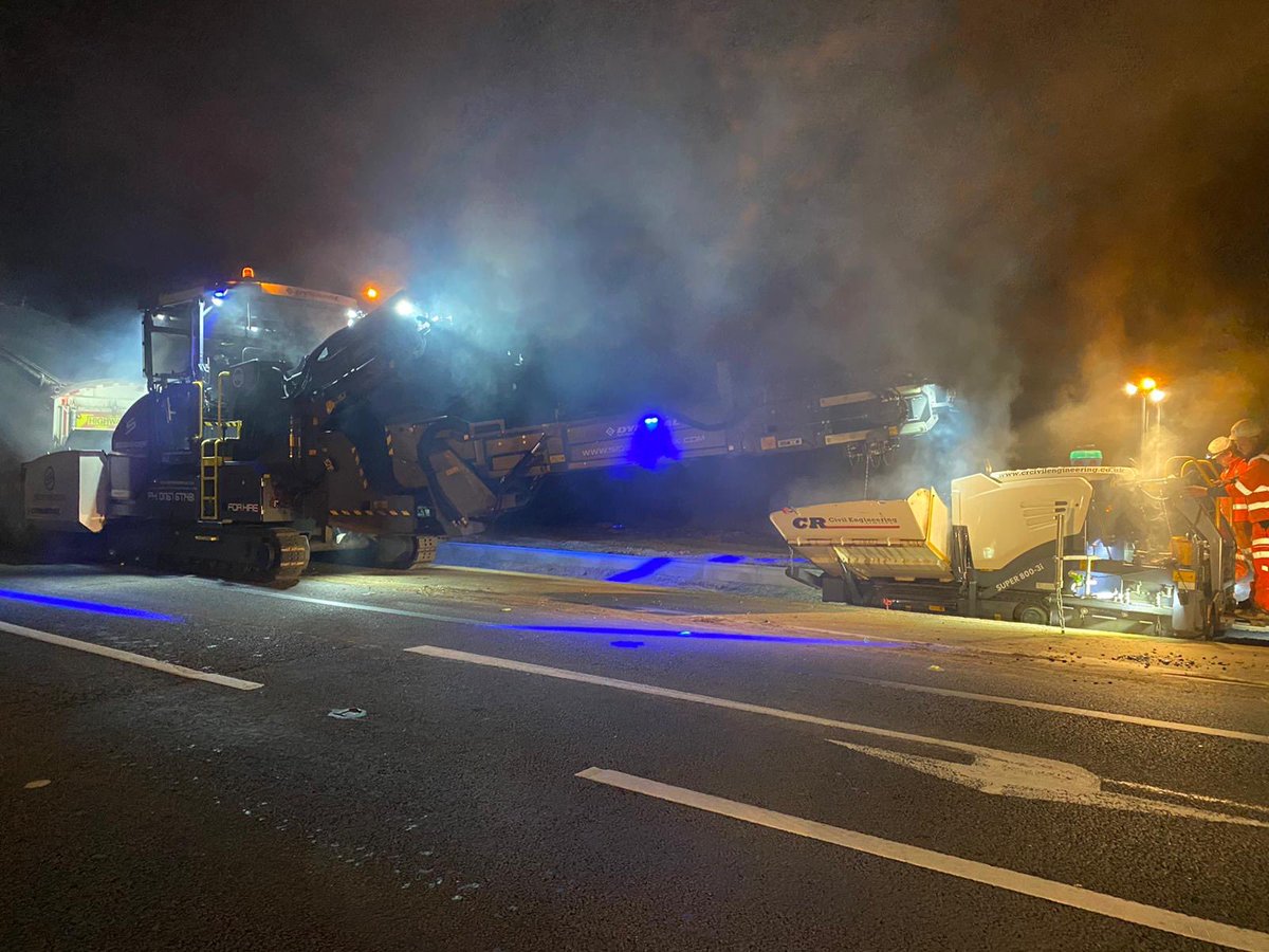 davidhoyland's tweet photo. ⁦@CRCivils⁩  Laying Base last night to the Narrow widening at A64 Crambeck for ⁦@HighwaysYORKS⁩ &amp; ⁦@Aone_Area12⁩. Thanks for ⁦@sidewinderuk⁩ for the feeder.. https://t.co/tHmeCkp1iH