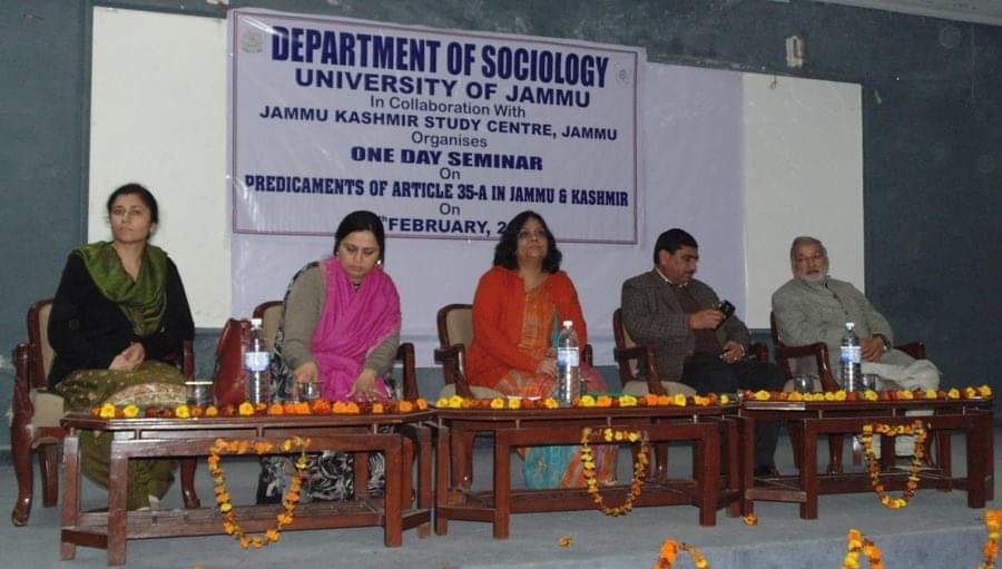 dr_shreeya's tweet photo. @AnkurSharma_Adv @IkkJutt_Jammu, This is not done. We in collaboration with Department of Sociology, JU organized seminar in Jammu University on "Predicaments of Article 35A". Probably that was the first Academic event in J&amp;K besides many public programmes held in past in J&amp;K. https://t.co/OIkMb4w7Xj
