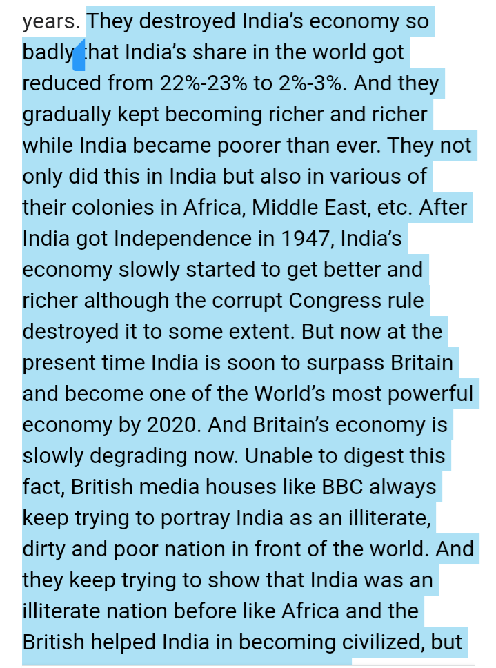 Br!tish C0lonizers looted our $45 Trillion n hence left the country in extreme poverty n tragic bengal famine etc in 1947. They looted our Kohinoor diamond worth $12B, one of d expensive in .Eg:colonisers looted material: British museum, lond0nMy western moots plz read this