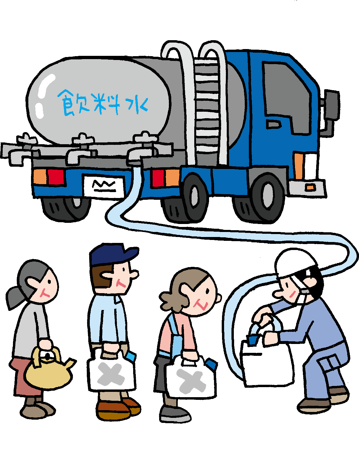 防災無料イラスト Sur Twitter 給水車による給水のイラスト T Co Jxvdb2lfjp こんなに大雨なのに断水 している地域があるという皮肉な状況に胸が痛みます 暑いし 片付け作業にも影響あるでしょうし 早く断水が解消されてほしいです T Co