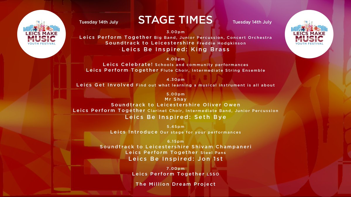 LeicsMakeMusic's tweet photo. IT'S TODAY!! Leics Make Music - Our first online music festival. Join us here https://t.co/9cVz36OT2Z from 3pm https://t.co/5ywet5NOSI