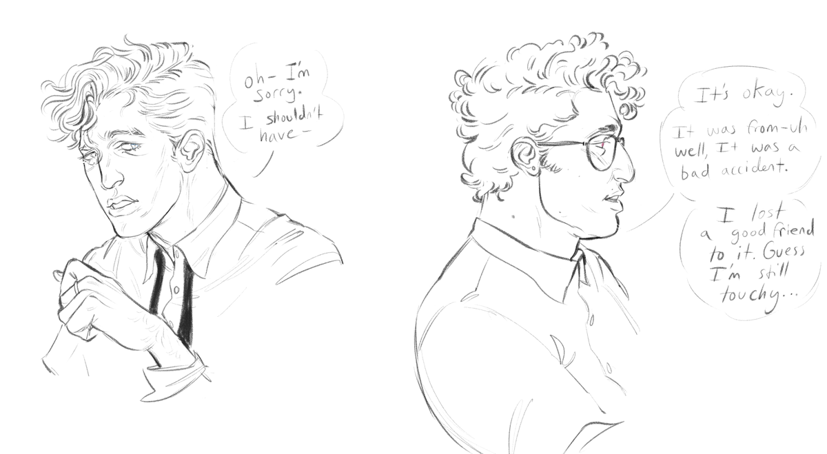 Jo came up with the HC that Ted has scars on his arm from the explosion that killed Dan Garret. 

Here's Bruce consoling him, after all who could understand better than him? 