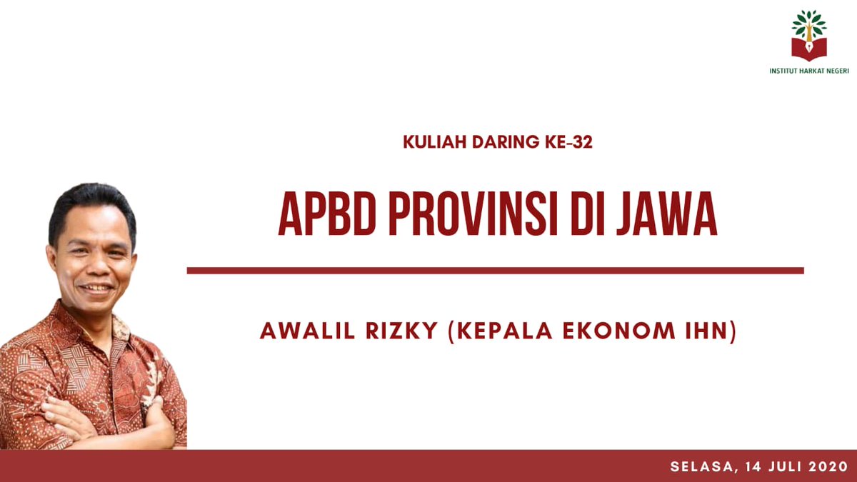 AwalilRizky's tweet photo. Kuliah pukul 18.30-19.15 nanti membahas APBD Jawa Timur, Jawa Tengah, Jawa Barat dan Banten. Via zoom id meeting 6217082045 (tanpa password) atau siaran fesbuk Awalil Rizky, dan rekaman youtube. Bersifat pengantar dan bisa diikuti mereka yang tidak berlatar pendidikan ekonomi. https://t.co/TLJBllbUc7