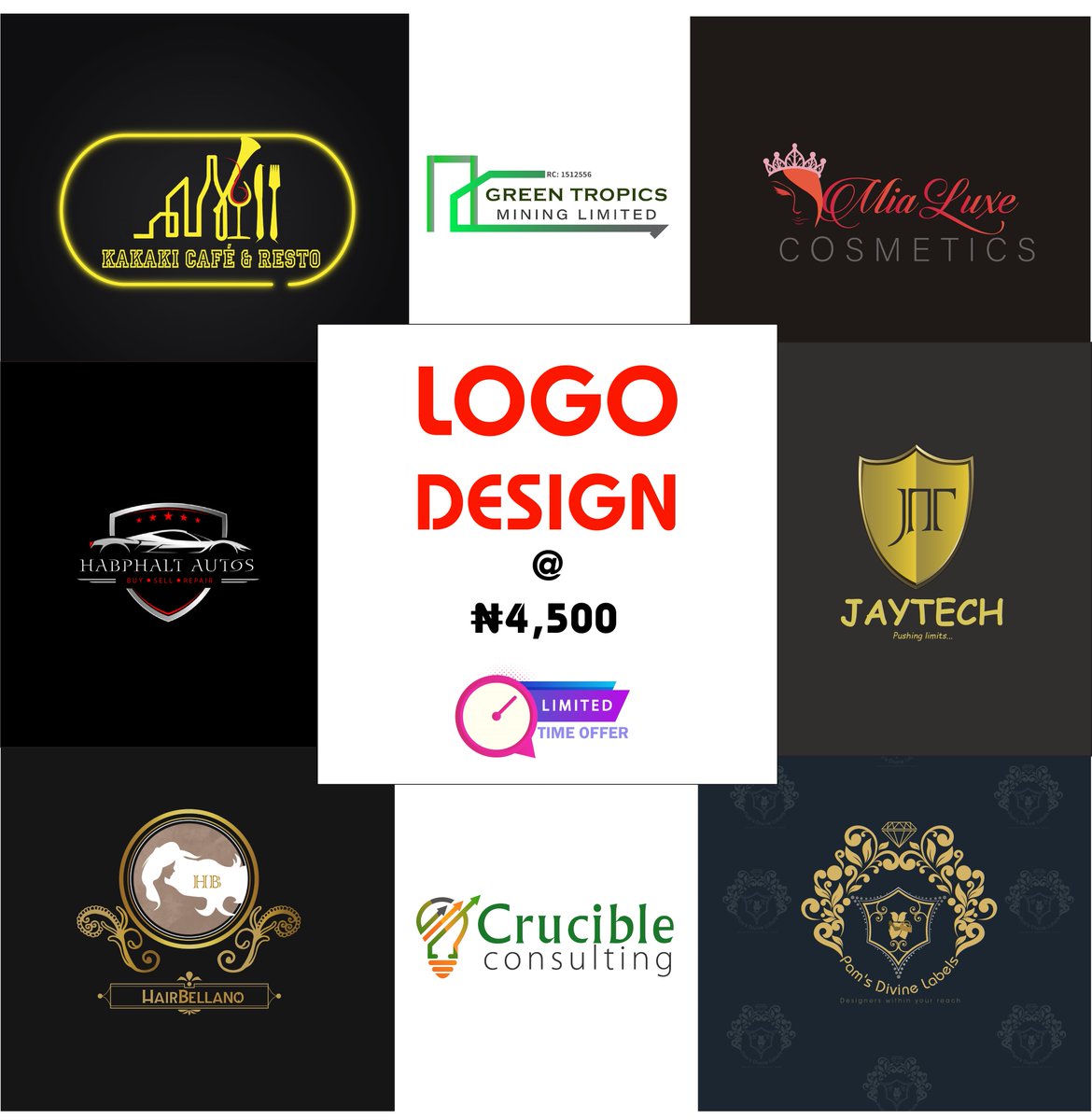 LIMITED TIME OFFER!NEED A LOGO FOR YOUR COMPANY OR BRAND? DON'T WORRY WE HAVE YOU COVERED!Click link  http://wa.me/2348022238131  or send a DM to get started.