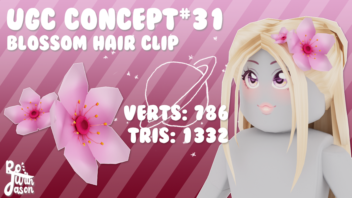 RoWithJason1's tweet photo. UGC Concept#31
Blossom Hair Clip
@Roblox @robloxdevrel
#UGC #UGCConcept #RobloxUGC #Roblox #RobloxDev #RWJforUGC
This is what I made before I do homework, Amazing Concept using this soon! Hope everyone in Malaysia good luck going school!💖💖
Retweet are appreciated ❤ https://t.co/N3m5QC7dZK