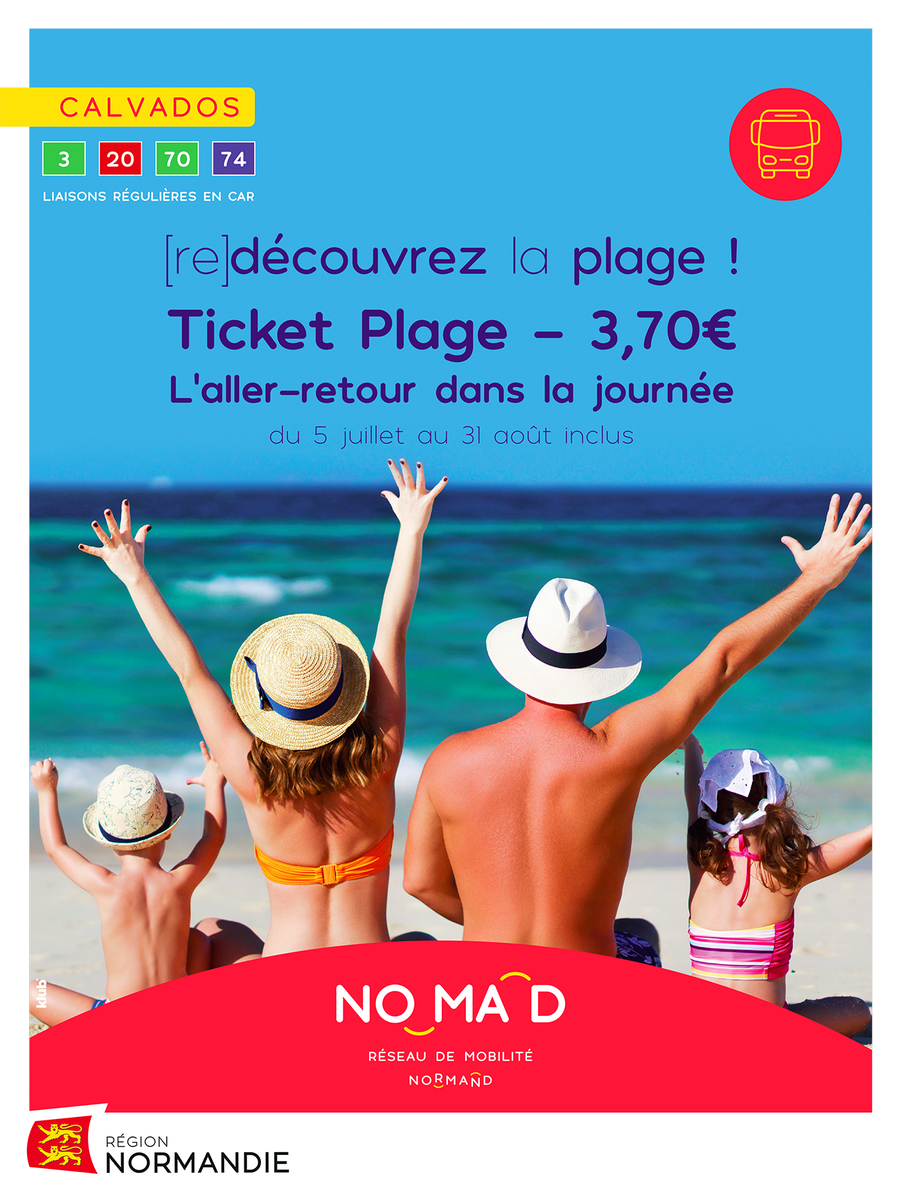 BusVerts's tweet photo. Avec Nomad Car Calvados, bougez en famille ! 😃
Avec le Ticket #Plage, partez à la plage pour seulement 12,20€* l'aller-retour pour 4 personnes 😮
Suivez l'actu du réseau sur l'appli Nomad Car #Normandie ! 
#RegionNormandie #Nomad #LignesRegionales
*Voir conditions sur le site https://t.co/SWkkEJqbV1