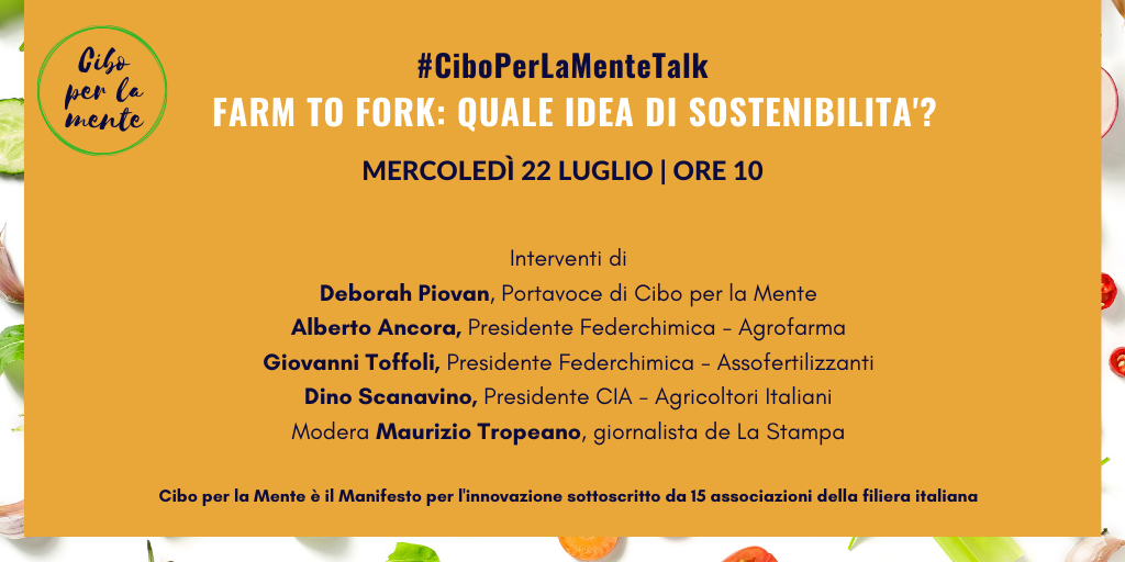 CiboPer_LaMente's tweet photo. #CiboPerLaMenteTalk : al via il secondo appuntamento. Si parlerà di Farm to Fork e sostenibilità insieme a
@Cia_Agricoltura @Agrofarma_news #Assofertilizzanti.
Di seguito il link per potervi iscrivere. Ci vediamo mercoledì 22 luglio, su Zoom!
https://t.co/8cl6RuFAVM https://t.co/Jlaaj7lOrS