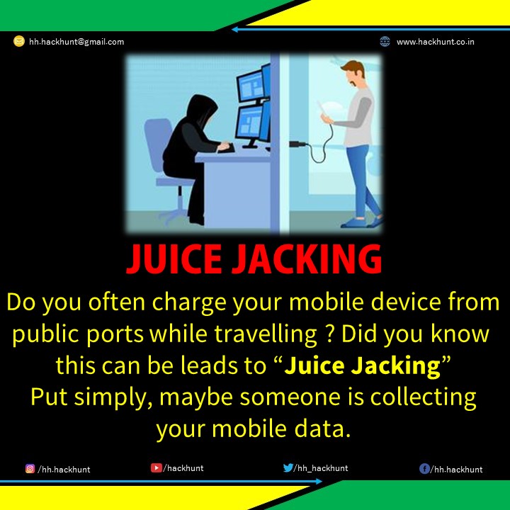 hackhunt_in's tweet photo. Well, this is no joke. It's true. Juice Jacking is a serious threat. You will never know if the device inside the machine is collecting your data or not.
#hacking #hackhunt #cybersecurity #kalilinux #hackers #cybersafety #IT #securingsystem #besafe #juicejaking #publicsafety https://t.co/fHRomuVEVN
