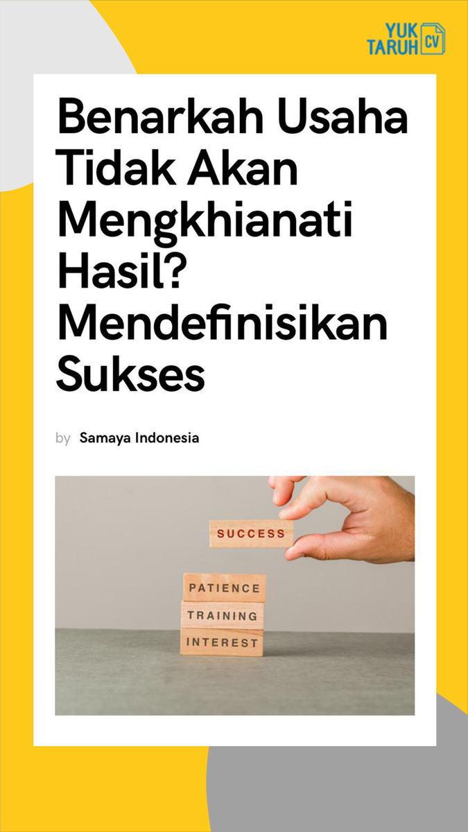 yuktaruhcv's tweet photo. Benarkah usaha tidak akan mengkhianati hasil?
Selain #privilege yang sedang ramai, penjelasan apalagi yg mendefinisikan kesuksesan kita kedepannya?
Baca dulu yuk di https://t.co/8TrwrZjXn3 π
#YTCtips #lokercot #lokerjakarta #lokermalang #birokerja #loker #Indonesia #infokerja https://t.co/TePhaUQ7JE