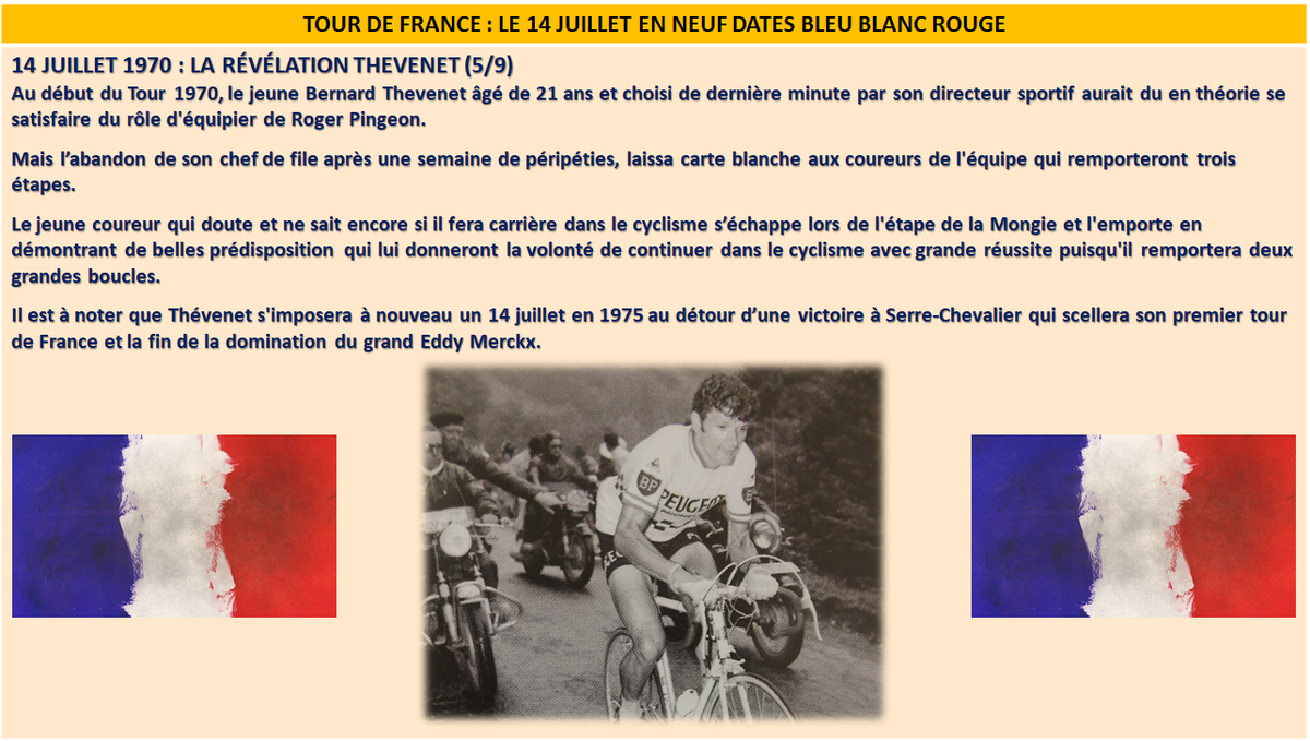 Et deux nouvelles dates14/07/1970 : La révélation Thévenet14/07/1989 : Barteau, deux-cents ans après @Miroir2Cyclisme  @JoeShiherlis  @Sylvainft  @davidguenel  @RneKre  @RenaudB31  @Dossard_51_  @LeTour  #TDF2020