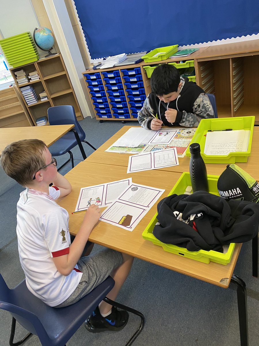 NET_Katherines's tweet photo. The Y5’s are having so much fun working on a Mystery Maths game. They need to work our who the robber is! Working together even when they are socially distanced! 😊🕵️‍♀️🔍 #NETKPA #theNETway #Maths #Fun #School #Learning #Investigation #Happy #nolimits https://t.co/xR2qWuVZNY
