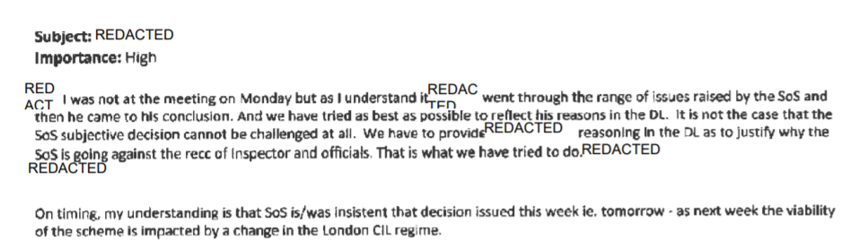 There are statements in the heavily redacted correspondence Mr Jenrick released that the answer to that question is yes (see eg below). But the heavy redaction of the correspondence makes it difficult to rely on the bits that we are allowed to see.  https://assets.publishing.service.gov.uk/government/uploads/system/uploads/attachment_data/file/895113/Annex_A___Supplementary_Documentation.pdf