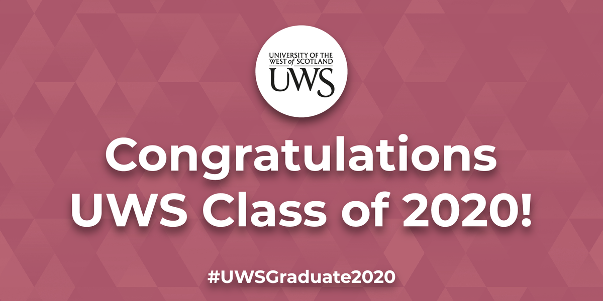 UniWestScotland's tweet photo. UWS Class of 2020 – you did it! We’re so proud of you and all you have achieved at UWS. While we can’t be together to celebrate yet, @PrincipalUWS shares his congratulations on all of your achievements 🎓 #UWSGraduate2020 https://t.co/cVIXYA8Alg https://t.co/j0x1zQinHK