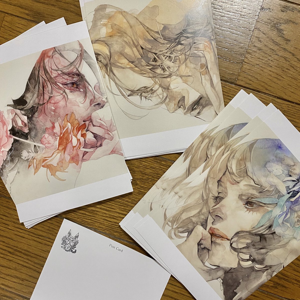 Yue 9 8 札幌個展 新しいポスカ届きました 22日からの銀座ミレージャギャラリー真夏の夜の夢展にて販売します 原画の他 画集の物販もあります