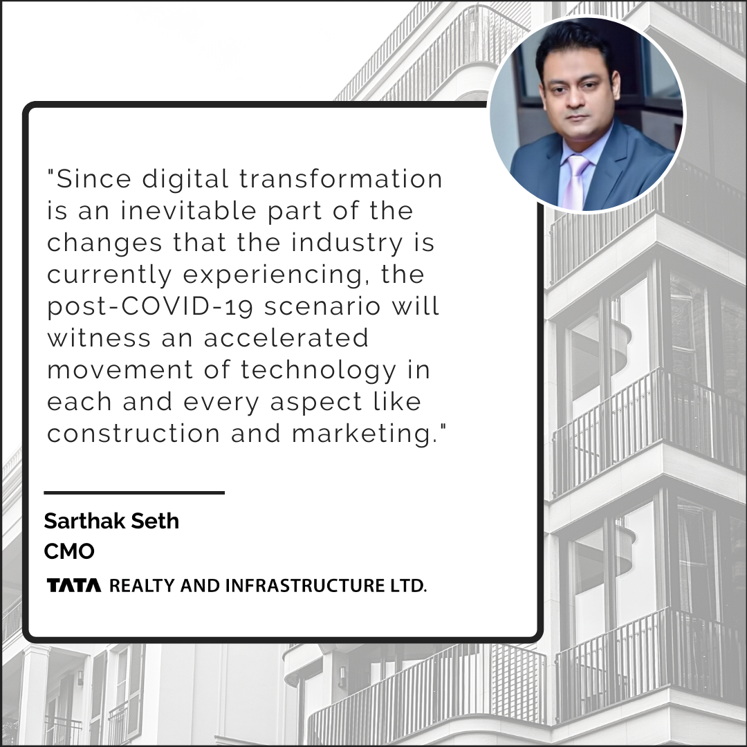 Real estate industry is in the midst of a digital transformation and will help us in enhancing resilience, stability and in ensuring continuity in the future, says our Chief Marketing Officer <a href="/sarthakseth/">Sarthak Seth</a>.  
#realestate #HappyPlaceCalledHome #Digitalisation #tuesdayvibes
