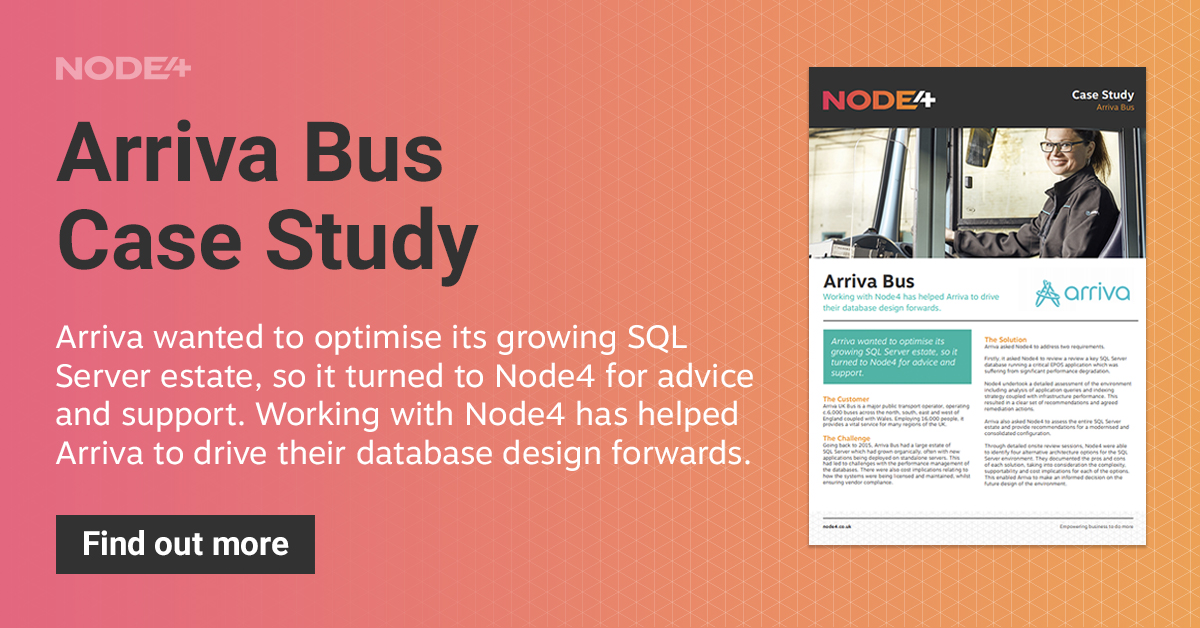 Node4Ltd's tweet photo. Arriva Bus was supported by Node4 to help drive their database design forward. Read the full case study here: https://t.co/eFhN1HtV2m https://t.co/SphI6k1ZxI