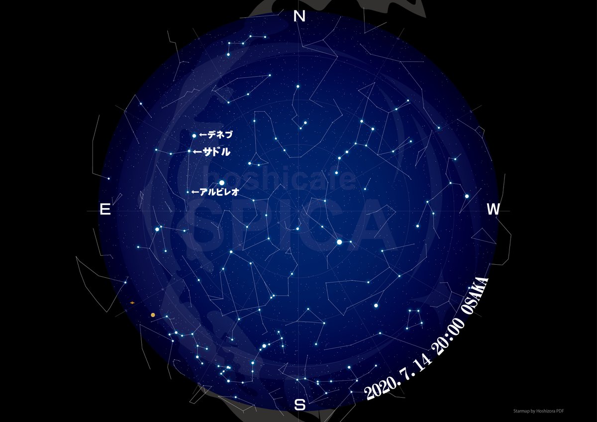 星カフェ Spica はくちょう座のデネブのとなりの2等星は サドル といい アラビア語で めんどりの胸 という意味 北十字の交差点で 1等星のデネブとの延長線上にアルビレオが見つかります 暗い星を見つける時のコツのひとつは 明るい星から順に暗い星