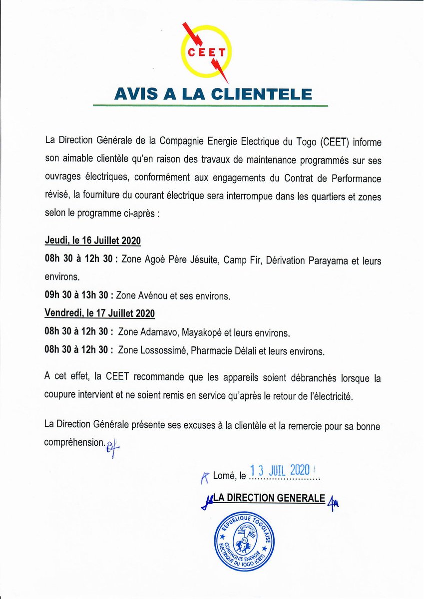 Avis à la clientèle. #CEET #Energie #Tginfo