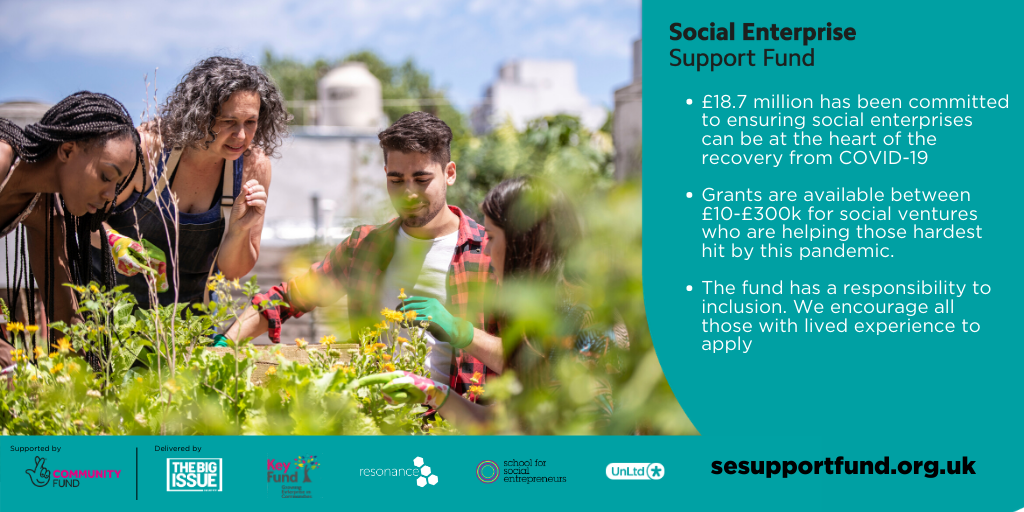 Grants are available between £10-£300k for social enterprises that are helping those hardest hit by COVID-19 from the new #SESupportFund, funded by @TNLComFund. Apply by Monday 20th July >sesupportfund.org.uk