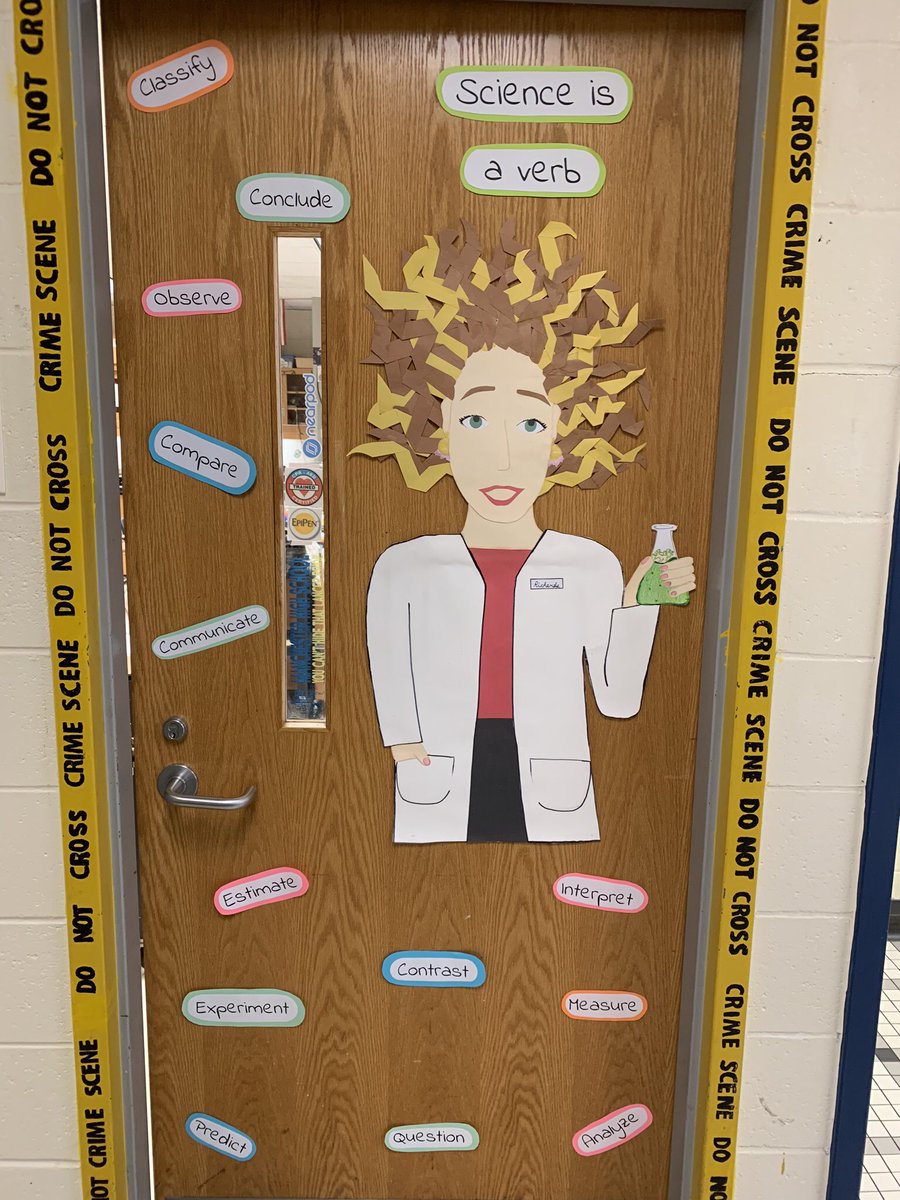 ISpeakScience's tweet photo. Love the door decoration my super talented daughter made for me last year. Will my students walk through that door this year?? https://t.co/hjikkzAenJ