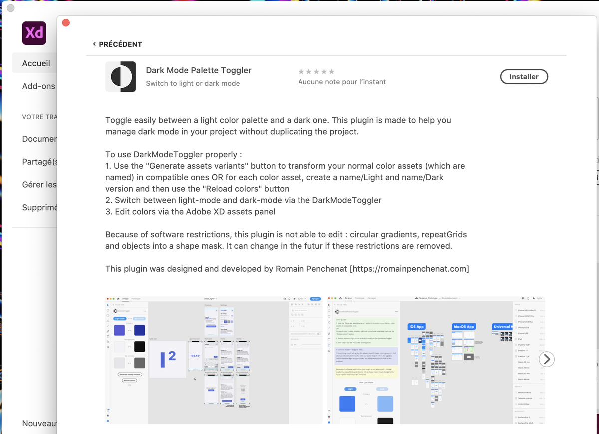 🎉Mon premier plugin <a href="/AdobeXD/">Adobe XD</a> est désormais disponible ! Passez d'une palette light à dark dans vos projets sans maintenir 2 fichiers différents ⬇️⬇️⬇️
<a href="/fr32c/">Franck Payen</a> <a href="/sbaril/">Stéphane Baril</a> <a href="/AdobeFrance/">Adobe France</a> 
xd.adobelanding.com/en/xd-plugin-d…