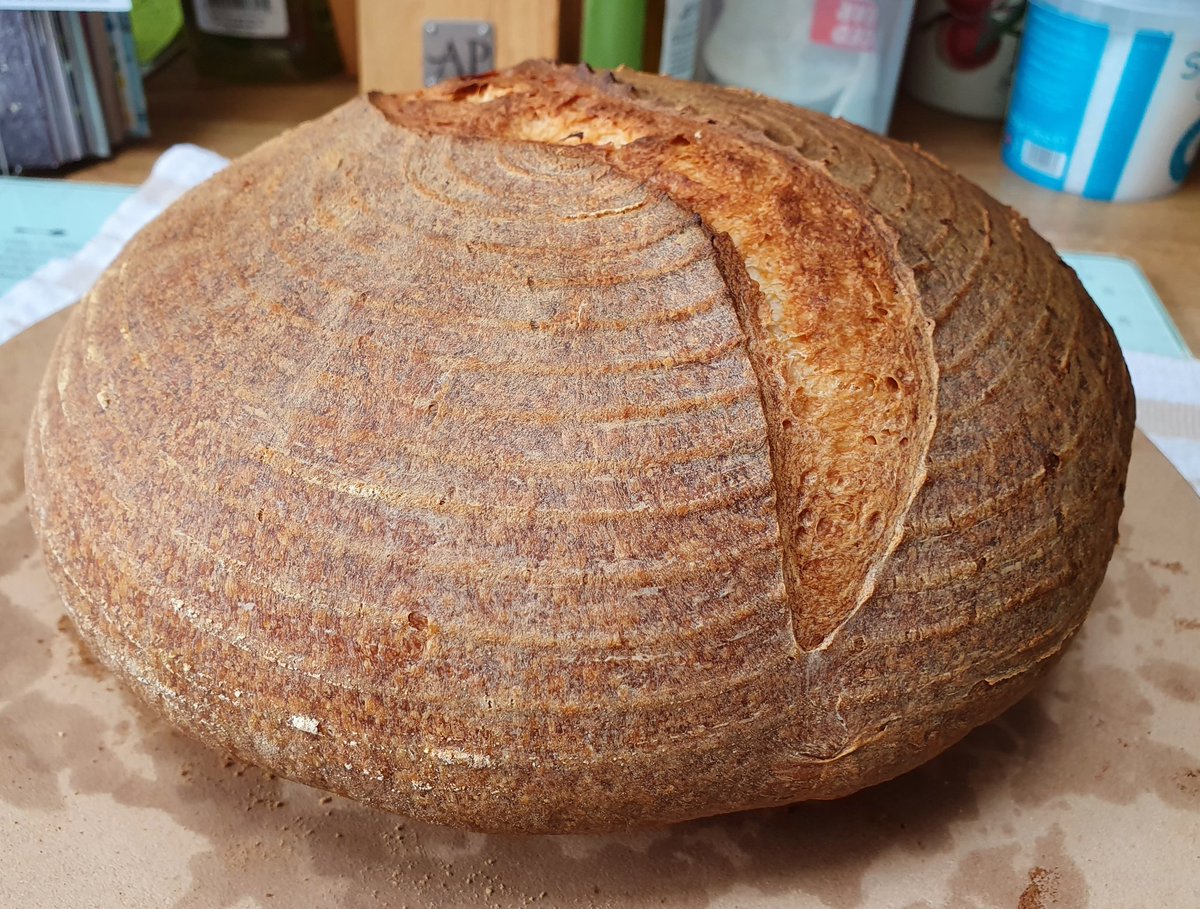 Miss_S_W's tweet photo. Its taken 5 attempts to reach this point but here's my best sourdough loaf yet! #RMNotgoingout #TMETaskmaster #baking #sourdough https://t.co/Jipwj1Dbpw
