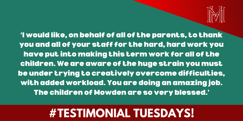 mowden_hall's tweet photo. We love reading your supportive comments. Why not join in our #testimonialtuesday with your own words of encouragement 💚
#testimonialtuesday #testimonials #prepschool #prepschoollife #distancelearningprogramme #distancelearning #distanceteaching #onlinelearning #mowdenfamily https://t.co/fyo7y6cqrD