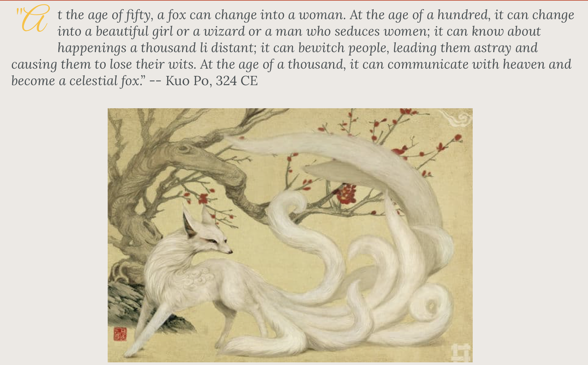 AndiMarchal's tweet photo. The fox is a popular creature in Asian folklore. A figure of cunning, trickery, or a familiar animal possessed of magic powers. The fox is also associated with transformation as shown below.
#FairyTaleTuesday
#AsianFolklore
Image: Pinterest https://t.co/emDrxhAJ6l