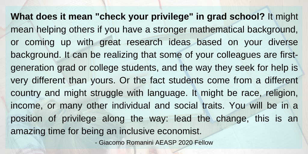 AEASPmsu's tweet photo. #AEASP20 Fellow Giacomo Romanini @RomaniniGiacomo
 shares his tip
for current students. #SummerOfEcon #TipTuesday #SecretOfSuccess #WeLookLikeEconomists #FutureEconomists #GradSchool @michiganstateu @MSU_Soc https://t.co/6LeobAKuss