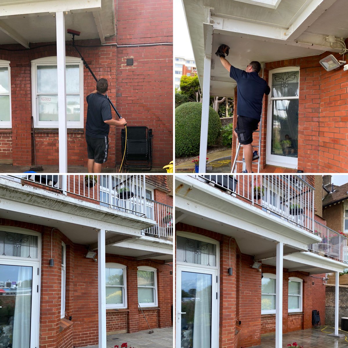 Albionwindowcle's tweet photo. Balcony area wash-down in Hove this morning near county cricket ground 💦

The owner is over the moon with the results 😀

Check out our website to see if we can help you 👍🏻

#brighton #hove #threebestrated #balconyclean #fasciaclean #windowcleaner #windowcleaning https://t.co/znt8VIuOaV