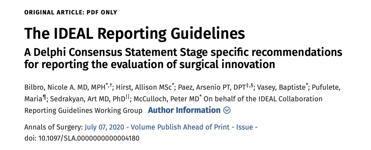 IDEALCollab's tweet photo. Delighted to announce the publication of our IDEAL Reporting Guidelines. Couldn't have happened without the excellent Working Group @BlazebyJ @MaroeskaRovers @JoelJhhmd @ag_kolias @janetmartinwho @thomasllewis @riazagha @FeinbergJoshua ,Chris Pennell and the Delphi Participants https://t.co/umGxjt0JeO