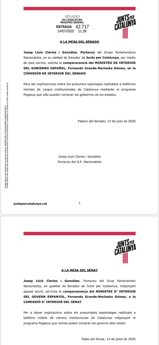 LauraBorras's tweet photo. .@JuntsXCat demanem compareixença del ministre Marlaska pel nou escàndol de la ‘democràcia consolidada’ que persegueix la dissidència política en nom de la unitat d’Espanya. De la policia patriòtica als serveis secrets patriòtics.Pàtria mal entesa i vulneració de drets vergonyosa https://t.co/9nsEAaWt27