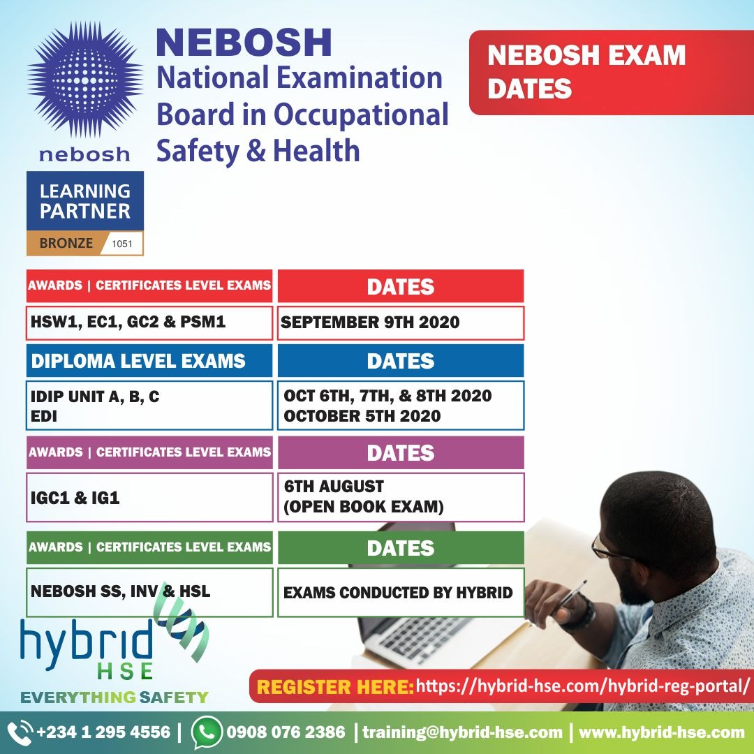 hybridhsegroup's tweet photo. Here's a quick reminder of the dates released by @NEBOSHTweets for forthcoming exams.
Register with us now.
#trainingprovider #learningpartner #nebosh #hsequalification #hsecertification https://t.co/fhQJMjoW2c