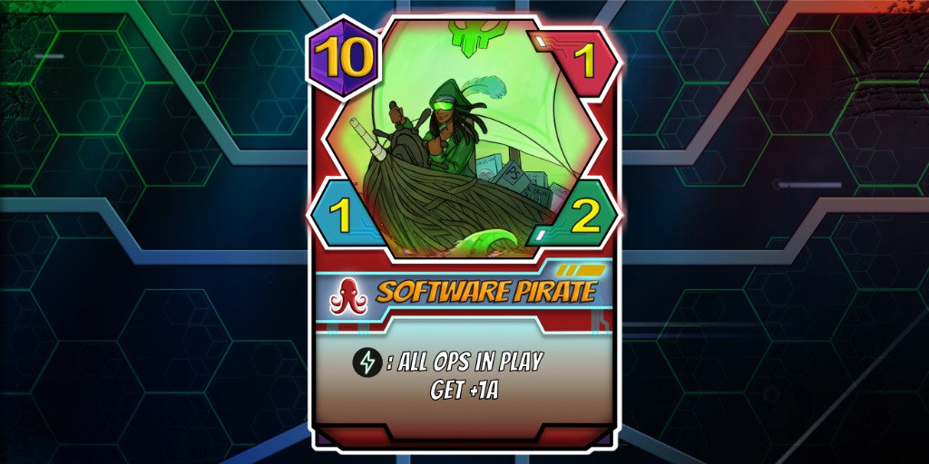 cyberdecktcg's tweet photo. Today is all about a cool pirate, pirated movies and movies about cool pirates, and the whole thing is in this #Cyberdeck backstory written by @bruces! 

Enjoy our THREAD ⬇️

The SOFTWARE PIRATE - Crime Operator 

#indiedev #gamedev #boardgames #madewihunity #Linux #deckbuilding https://t.co/CtXVerCQyj