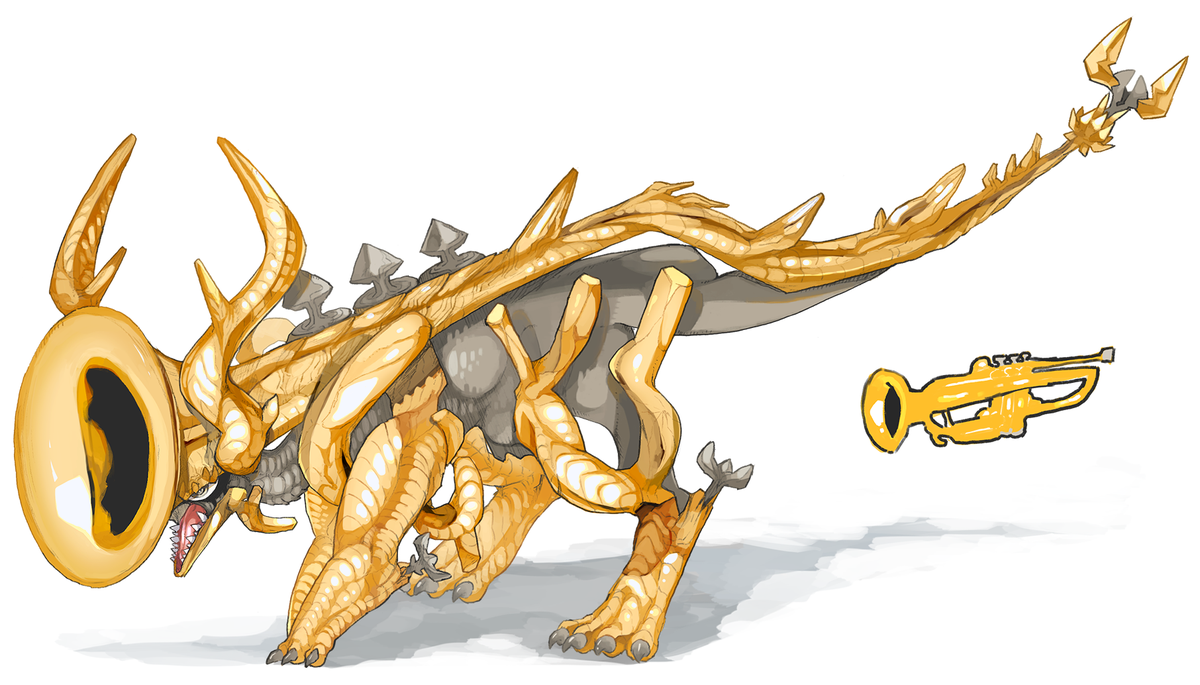 「(ドラゴン)トランペット / trumpet dragon 」|おまる丸のイラスト
