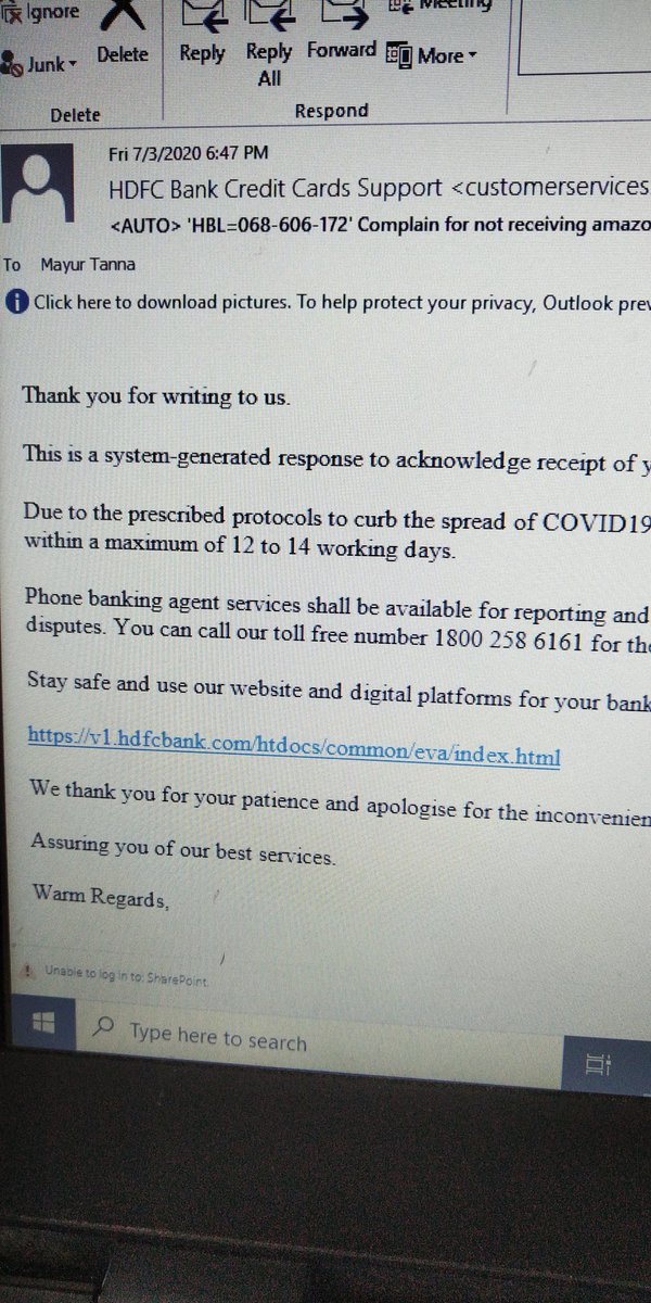 mayur0210's tweet photo. @HDFCBank_Cares @HDFC_Bank I have raised my complain through mail box and through email but I am not getting any resolution https://t.co/xC47xKHpdd