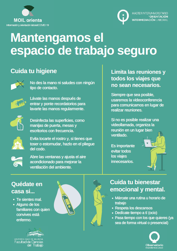 MoilOrienta's tweet photo. A causa del COVID-19 hemos tenido que adaptar nuestra forma de trabajar. 
Ya sea si lo hacemos desde casa o en nuestro lugar de trabajo habitual, debemos cuidar siempre nuestra seguridad y la de los que nos rodean. ¡Aquí os dejamos algunos consejos!
#empleo https://t.co/04e7lk4vnF