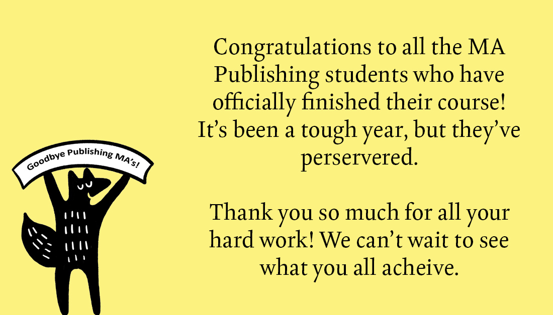 uclan publishing (@publishinguclan) on Twitter photo Congratulations to the <a href="/PublishingMAs/">Publishing Students</a> ๐
We can't wait to see what you all achieve ๐คฉ Congratulations to the <a href="/PublishingMAs/">Publishing Students</a> ๐
We can't wait to see what you all achieve ๐คฉ