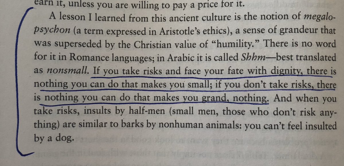 “If you take risks and face your fate with dignity, there is nothing you can do that makes you small”