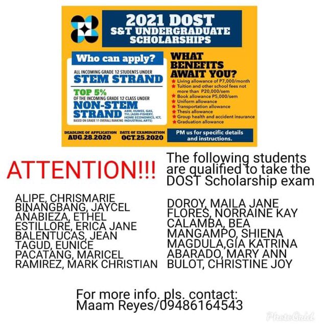 Earlier this day, my teacher sent me a DOST scholarship. And below it is the honor roll for the whole grade. Out of 275+ students in grade 11, I was 6th placer. The first 15 in the honor roll can be a scholar if they will passed the examination. +