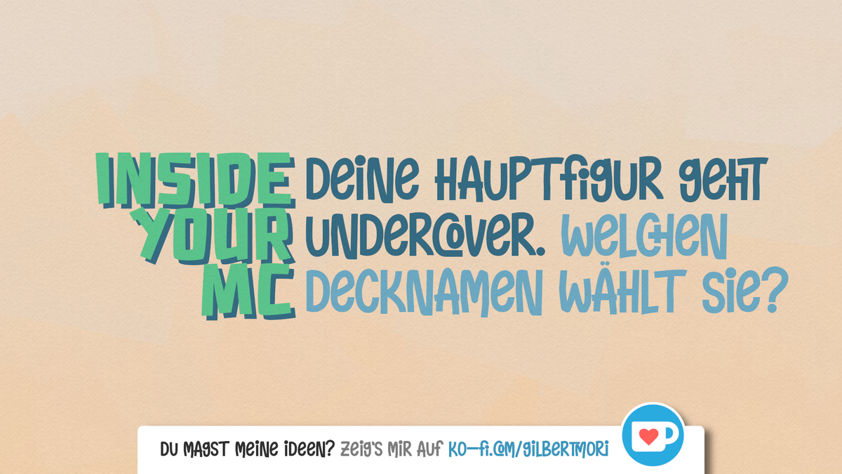 BookOfGilbert's tweet photo. 🕵️ Auf geheimer Mission: #InsideYourMC 🕵️
Ab hinter die feindlichen Linien, sei es das verfeindete Königreich oder doch nur der konkurrierende Kegelverein: Schnurrbart unter die Nase 🥸 & los geht's!
WELCHEN DECKNAMEN WÄHLT
DEINE HAUPTFIGUR?
#IYMC #Autorenleben https://t.co/TOoWG6GOdo