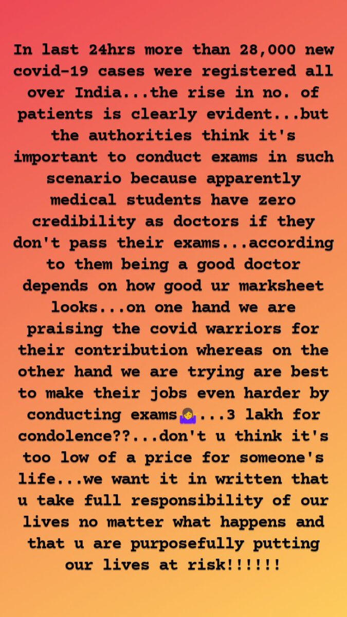Ashu16madavi's tweet photo. It's a request to the authorities that please try to understand that we r not running away from exams...we know it's importance but it's not above someone's life!!!!!#cancelmedicalexams #StudentsLivesMatter #studentsarealsohumans
@AmitV_Deshmukh @AUThackeray @CMOMaharashtra https://t.co/Cha5lcfnfK