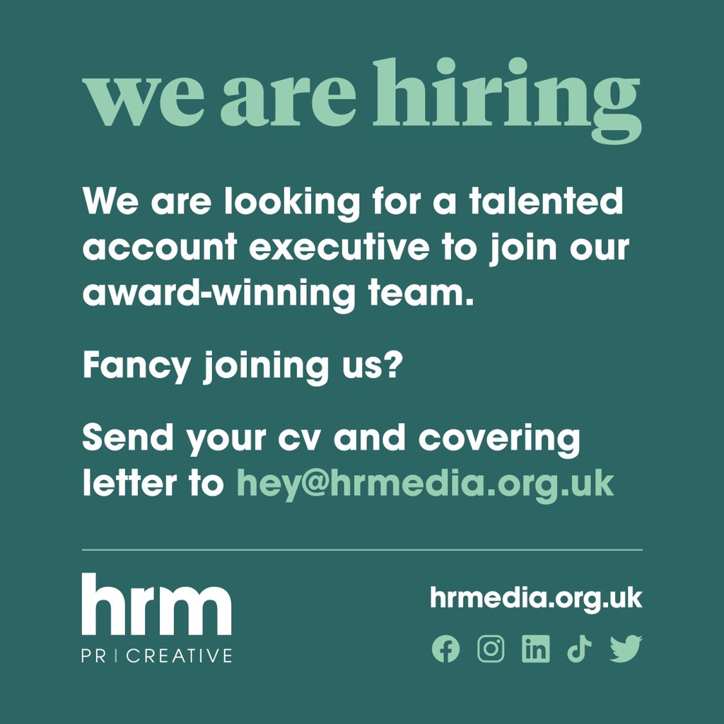 ChapterIIAgency's tweet photo. ⭐️We are hiring!! ⭐️ We have received lots of interest recently from people wanting to work for us and we are excited to announce that we have a vacancy for a talented account executive to join our brilliant team. #recruiting #PR #vacancy https://t.co/46XpngykGF