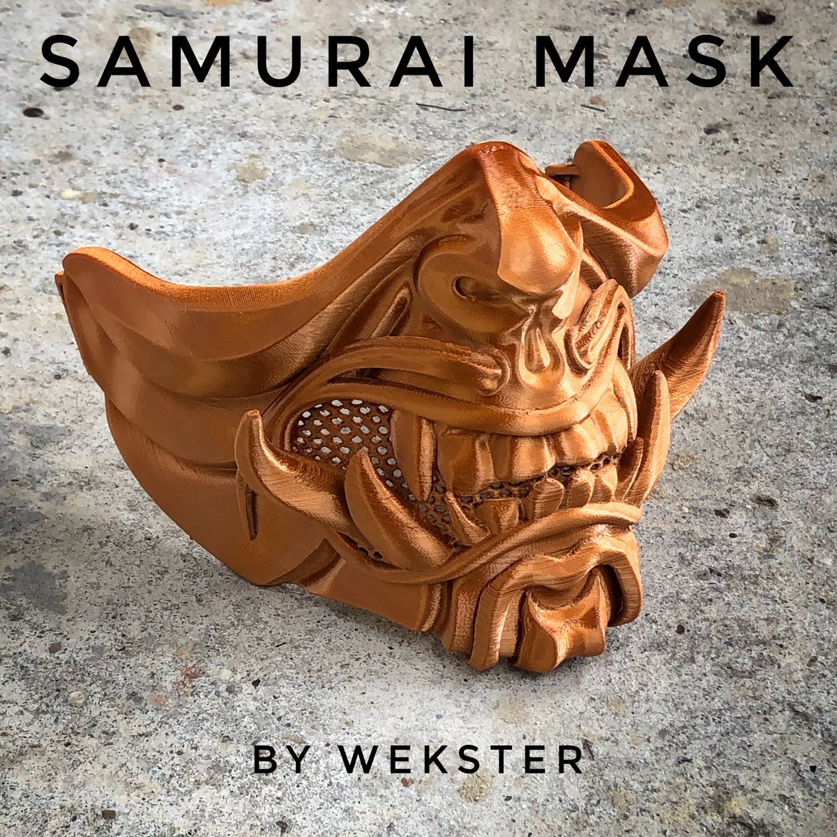 grafitomi's tweet photo. Hot damn! Weksterโs Samurai Mask looks gorgeous in @esun3dfilament silk copper.
The Predator finished in 9 hours 18 minutes on that full scale awesomeness. Layer height is 0.168. #deltaftw
#samurai #mask #3dprinted
@UncleJessy4Real @joeltelling @wekster2507 @fotismint @rpauza https://t.co/c7RLAMbpB0