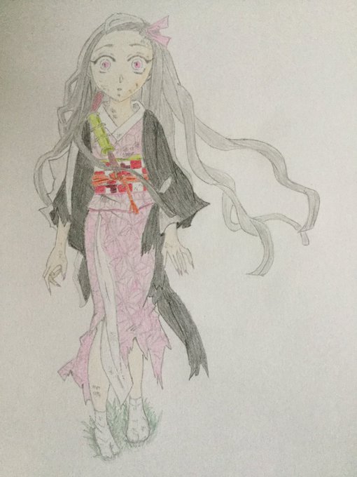 青鳥 華月さんがTwitterに投稿した竈門禰豆子(鬼滅の刃)のイラスト。