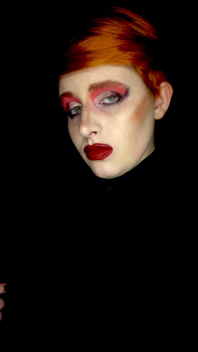 KaitlinMedlin's tweet photo. Took a dive into drag makeup, not just masculine makeup, last night as General Hux. 
There’s definitely so much to improve but I really like this look especially considering how inexperienced I am. 
And yes, I went in knowing the wig and eyeshadow would clash. https://t.co/6RezmCkSkQ