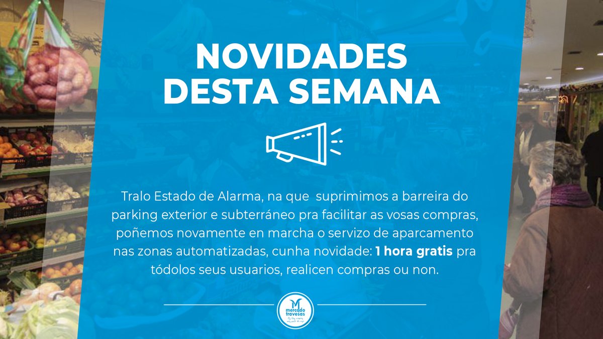 MercadoTravesas's tweet photo. Se vas vir facer a compra co teu vehículo persoal, no #MercadoTravesas temos unha nova que te vai encantar 😉🅿️🚗 #novidades #parking #oteumercado https://t.co/aYKYCyYWA4