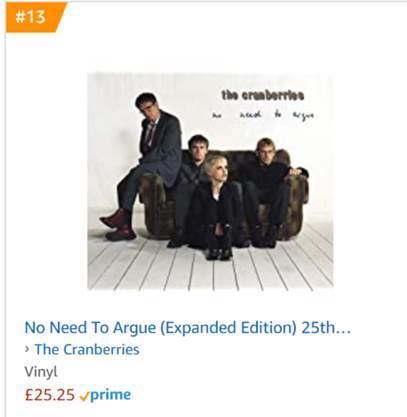 The_Cranberries's tweet photo. We're excited to see the 25th Anniversary edition of No Need To Argue in the Amazon charts! 
Pre-order your copy 👉 https://t.co/aWYYwjoZja https://t.co/wrZhrzIg2v
